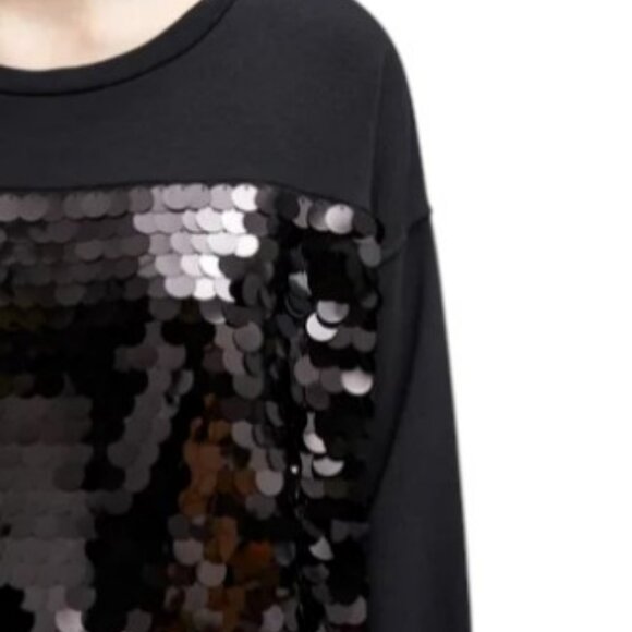 French Connection black long sleeve sequins top size M - Picture 2 of 2